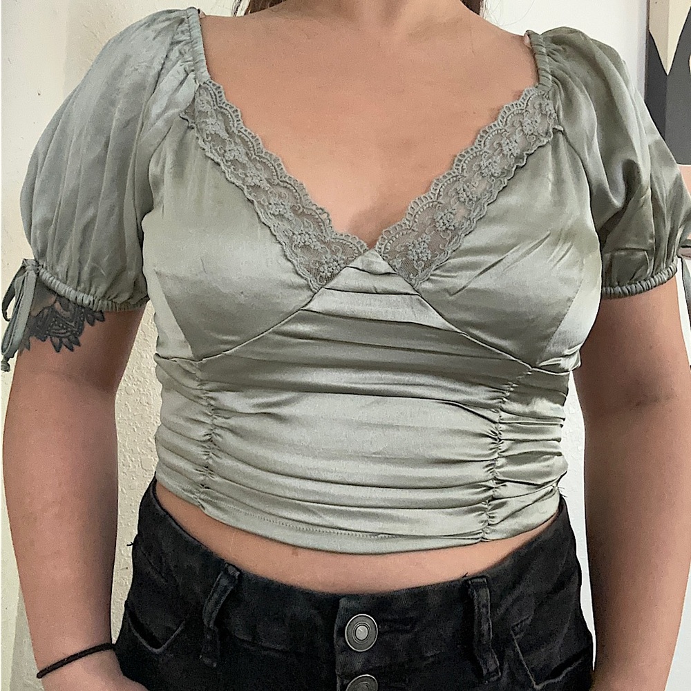 Mint green cute crop top